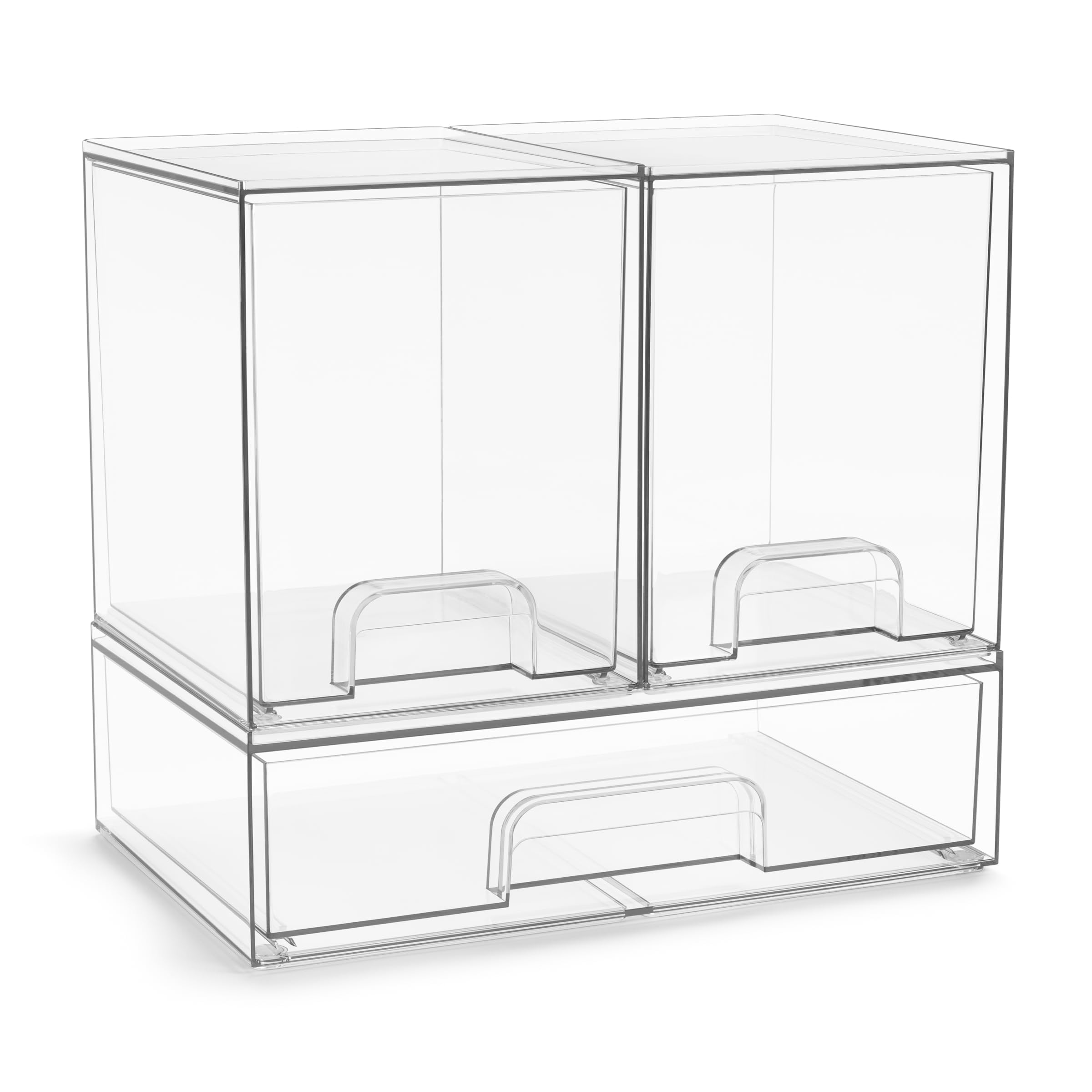 Sorbus Acrylic Storage Containers - 3 Pack, Stackable Storage Bins Set for Bathroom Organization - Clear Acrylic Drawer Organizers - Makeup Case