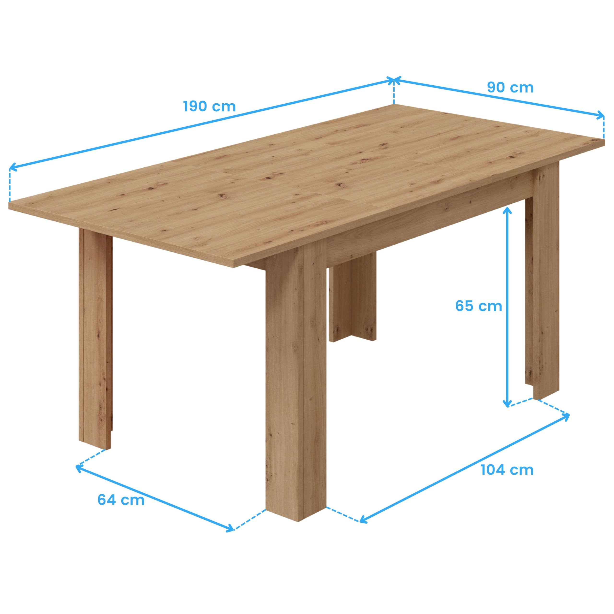 Habitdesign Mesa de Comedor Extensible, Mesa salón o Cocina, Acabado en Color Roble Nodi, Modelo Kendra, Medidas: 140-190 cm (Largo) x 90 cm (Ancho) x 78 cm (Alto)