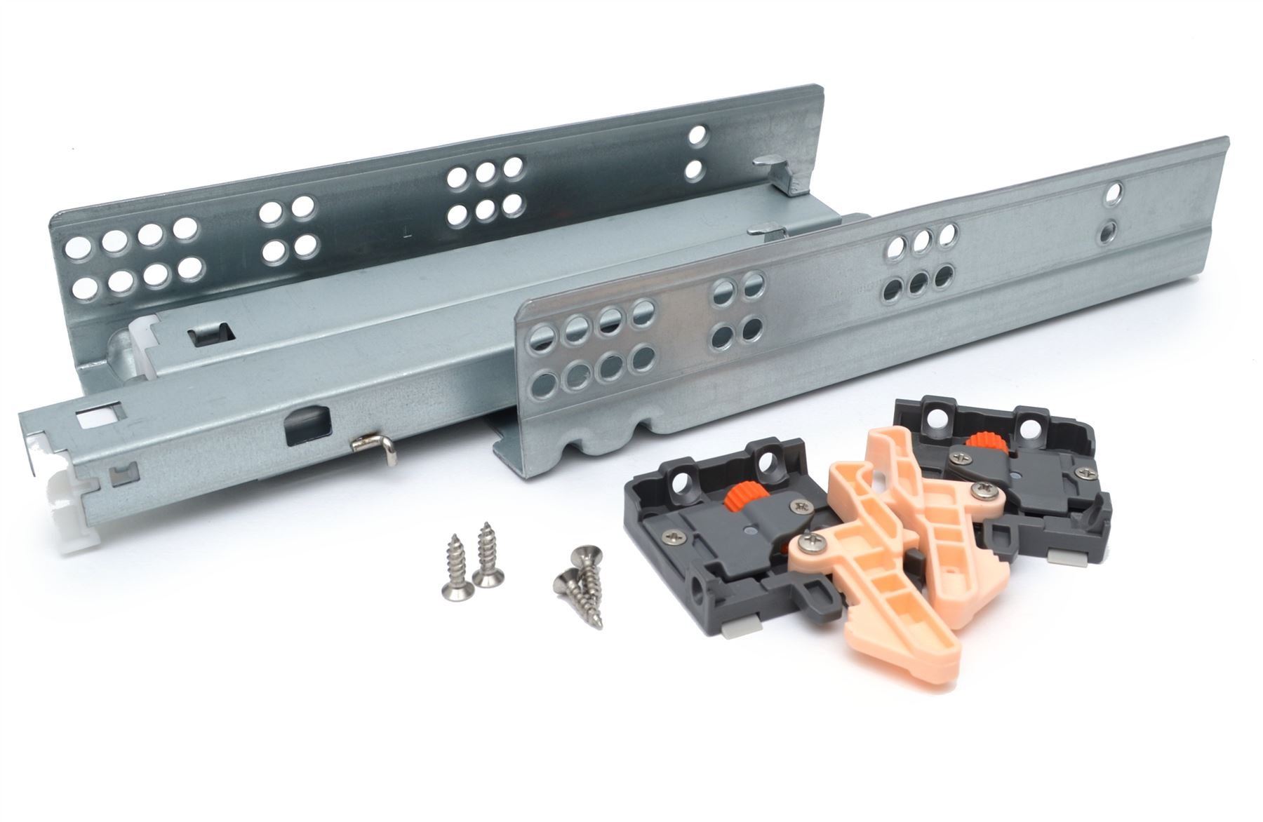 GTV - Underfloor Guides 1 Pair Drawer Slides with Soft Close System - Self-Closing Drawer Runners - Modern Slide with Damping, Full Extension, 250 mm, Maximum Load 35 kg