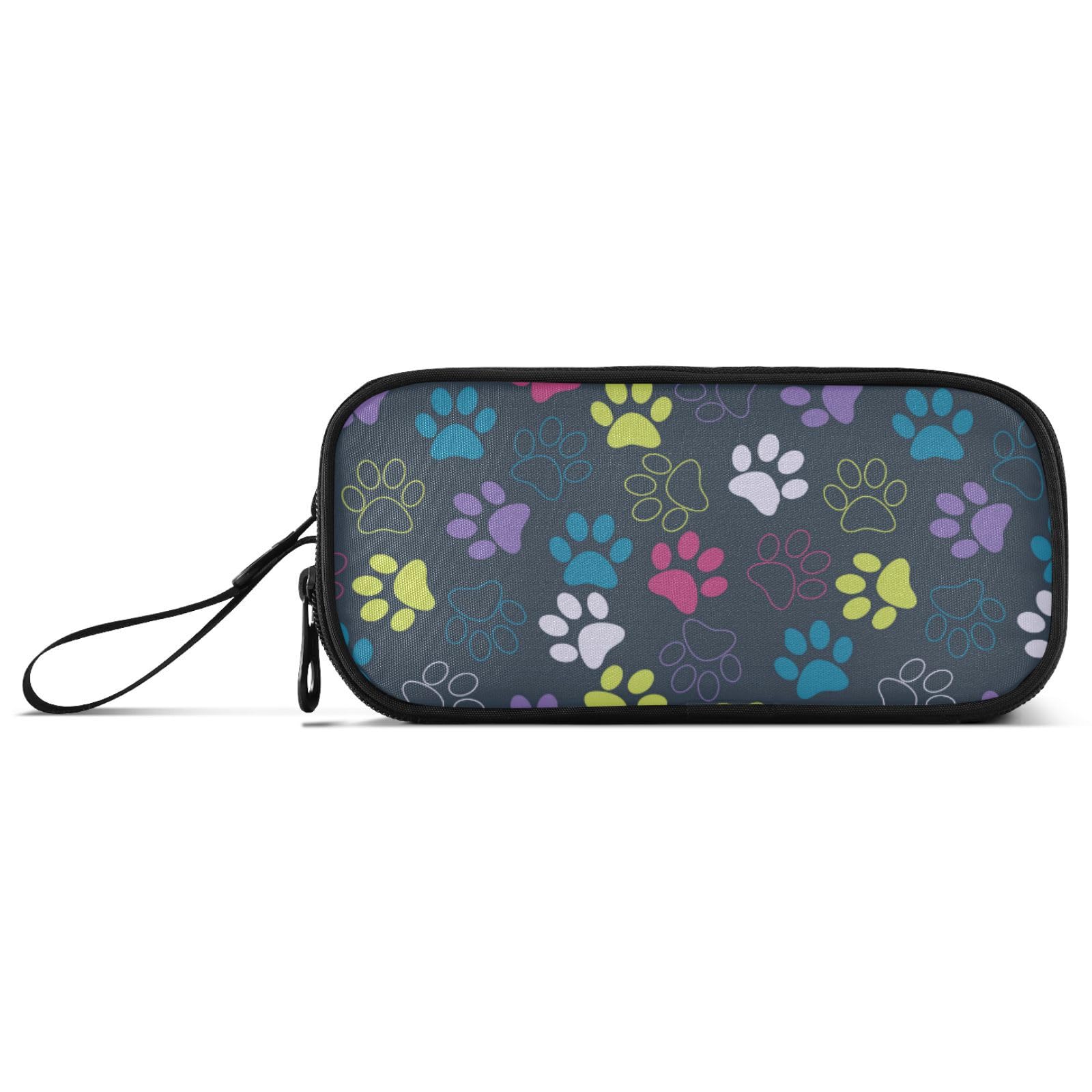 Large Pencil Case, Big Capacity Pencil Bag Pen Pouch Holder 3 Compartments, Cute Dog Footprints School Office Supplies Stationery Makeup Bag Storage Organizer for Students Girls Boys Women โ image 1