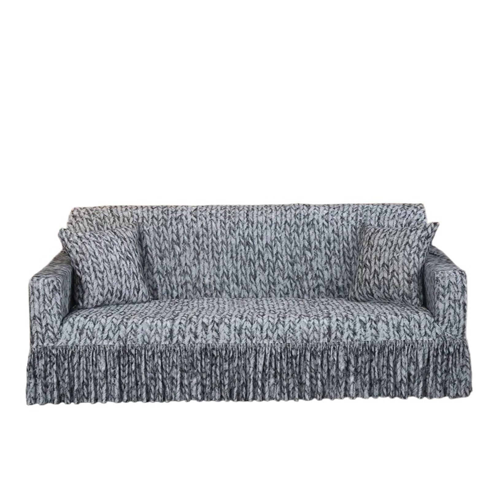 Printed Ruffled Skirt Sofa Covers for Living Room Stretch Couch Cover Furniture Protector Easy Fitted Washable Gonna copertura divano(Color 31,3-seater 190-230cm)