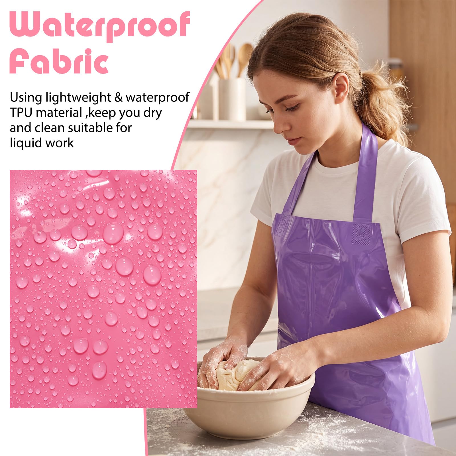 Twistover Wasserdichte Kunststoffschürze, strapazierfähig, öldicht, chemikalienbeständig, Latzschürzen, ultraleicht, mehrfarbig, für Geschirrspülen, Reinigen, Kochen, 8 Stück