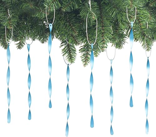 Miniatura 47 de AMS Adornos para árbol de Navidad, juego de 24 piezas de adornos de carámbanos retorcidos de aluminio para árbol de Navidad, fiesta de Año Nuevo