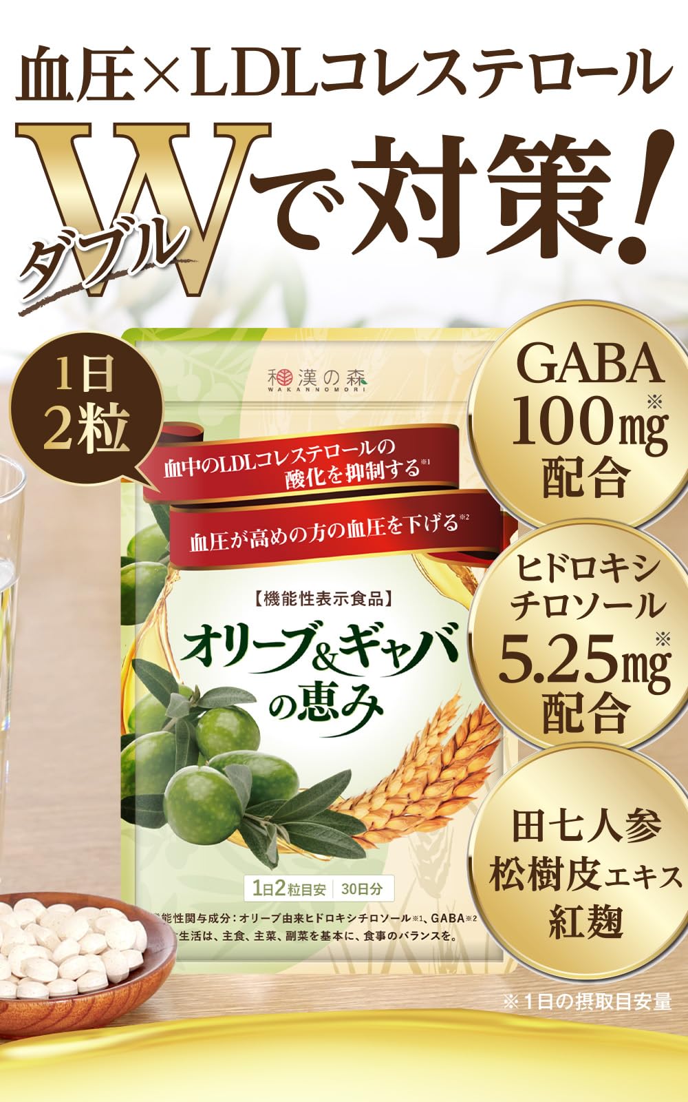 Amazon | 和漢の森 オリーブ&ギャバの恵み 60粒 機能性表示食品 血圧 