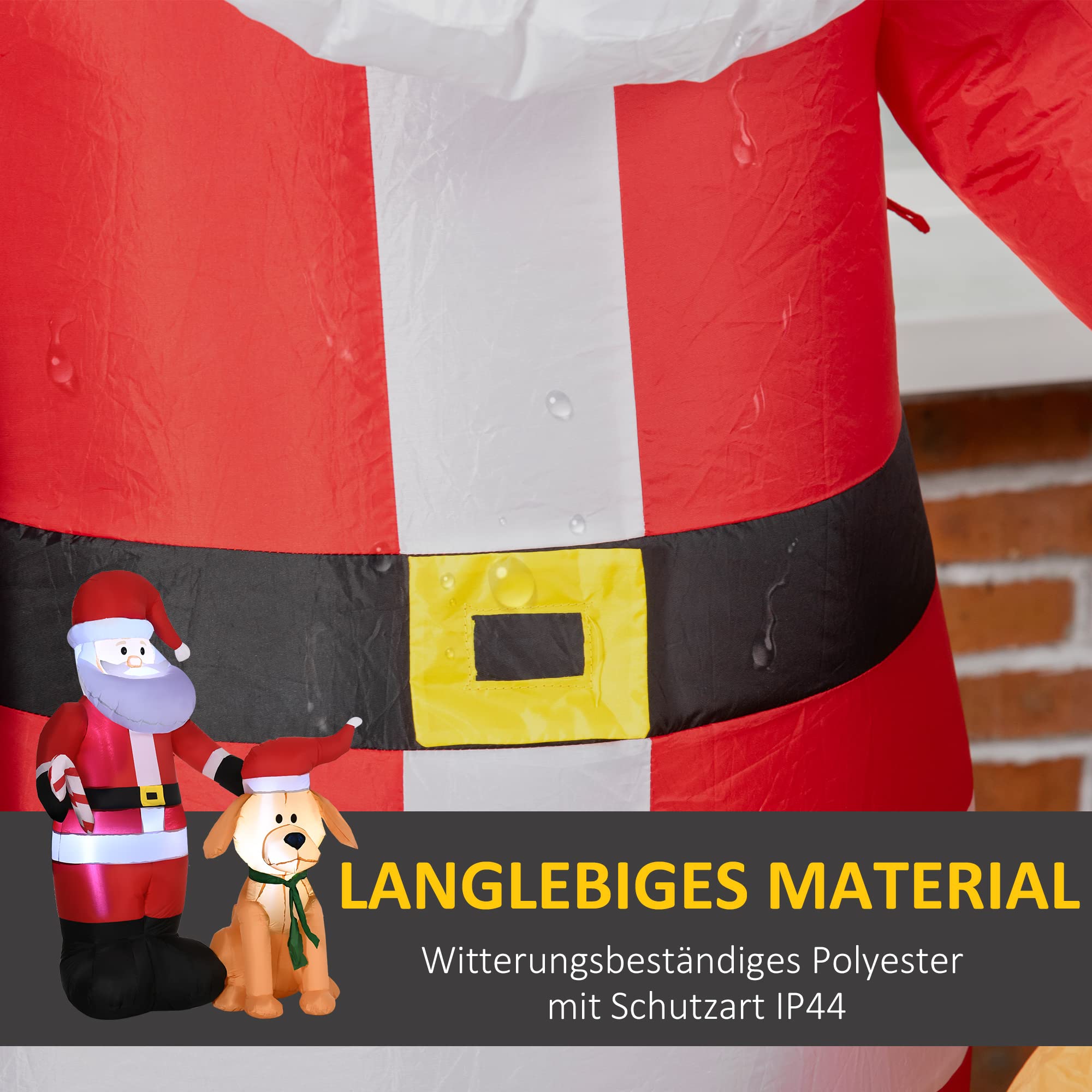 Outsunny Aufblasbarer Weihnachtsmann 157cm Beleuchtet mit LED Licht