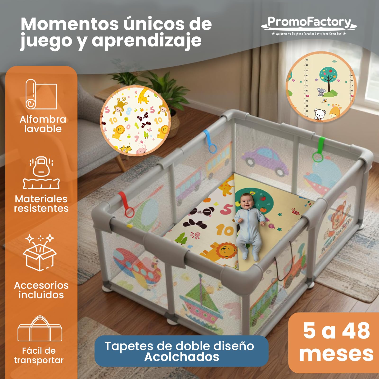 Parque Infantil Bebe 120x180cm con Alfombra acolchada, 50 Bolas, Agarraderas y Bolsas de Transporte - Corralito con Malla Transpirable para Bebés (Gris) XXL