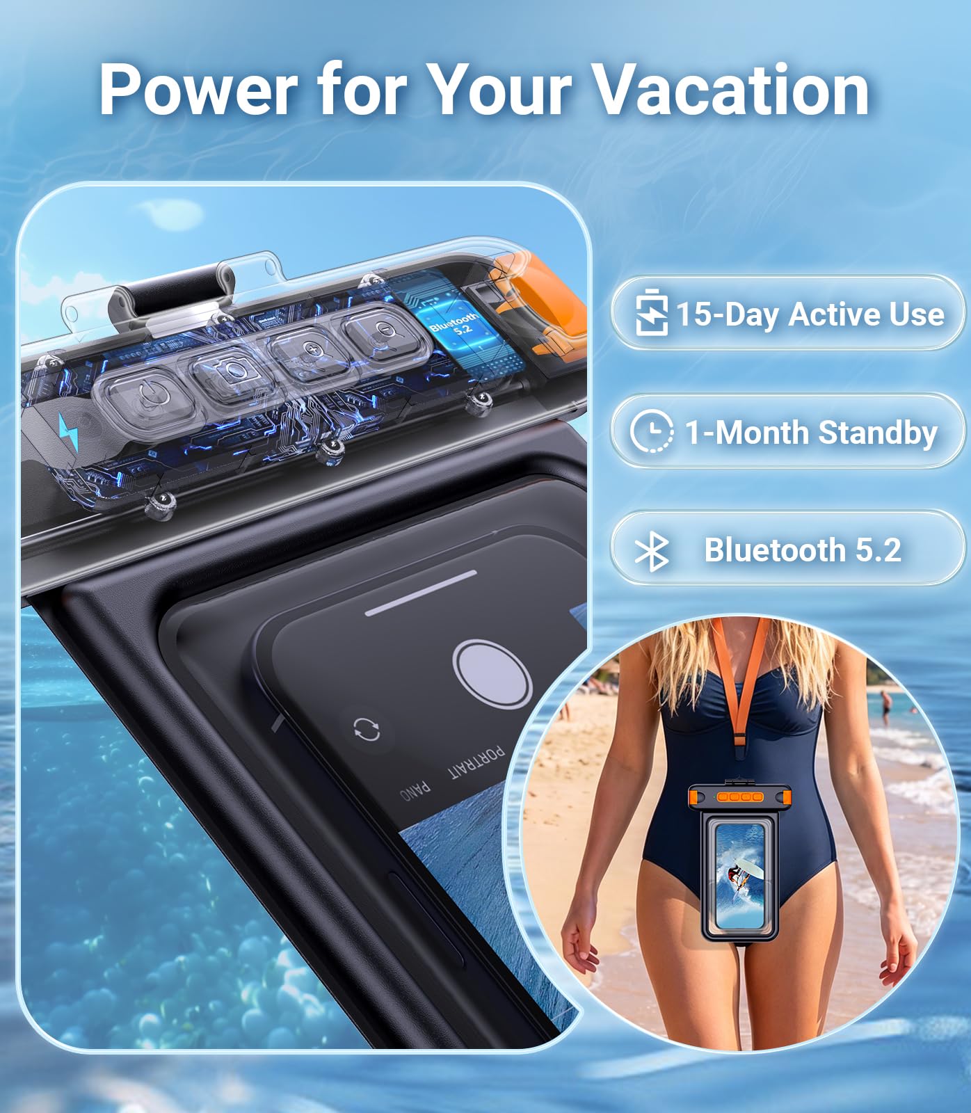 Custodia universale impermeabile IP68 con maniglia per otturatore, fotografia subacquea senza lag, per snorkeling e immersioni, adatta a telefoni da 8,5 pollici (iPhone 17 Pro Max, Galaxy S26