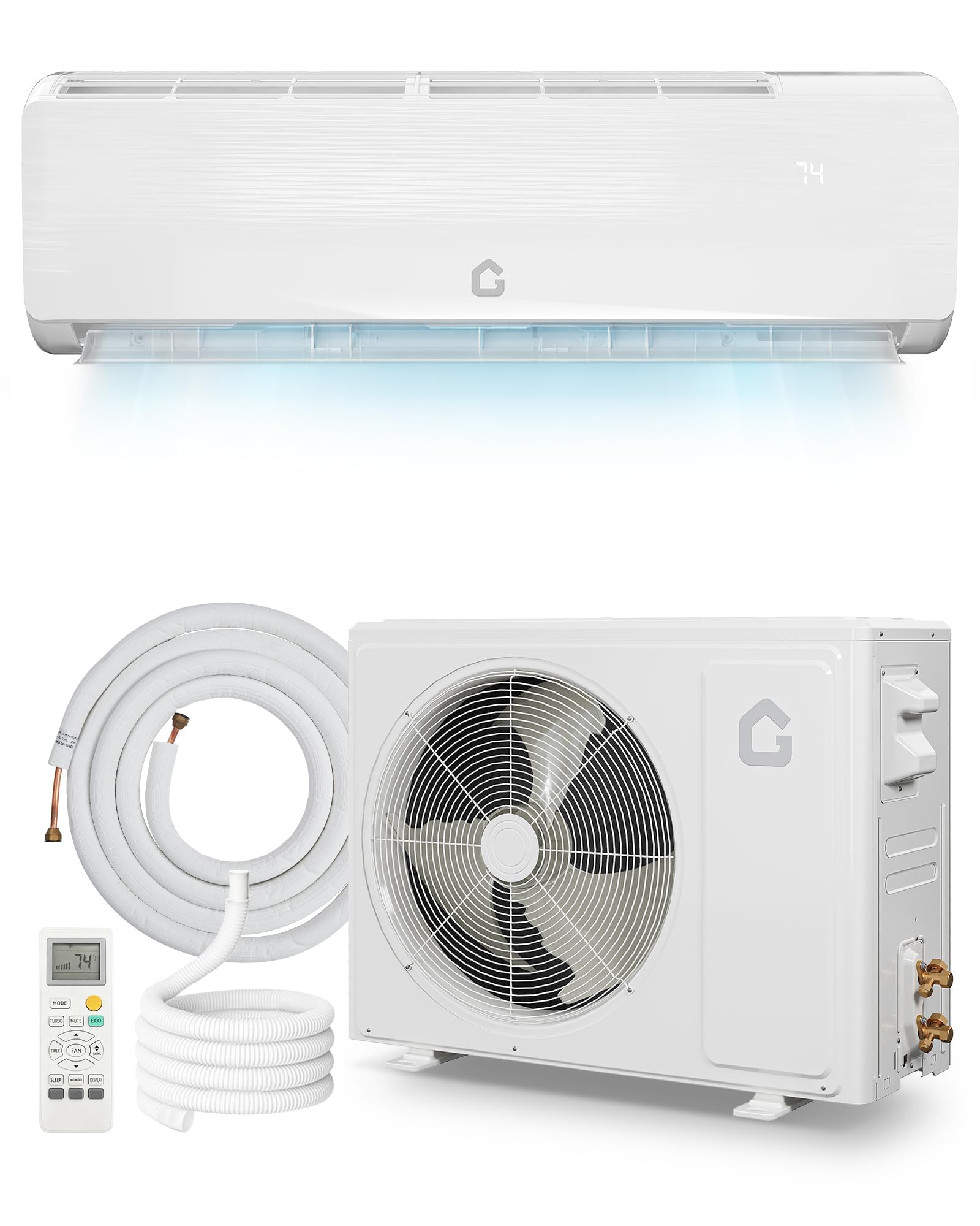 12000 btu mini split air conditioner,19 seer2 ductless inverter ac w/ 115v, cool up to 750 sq. ft with heat pump system,white(damaged don’t work)