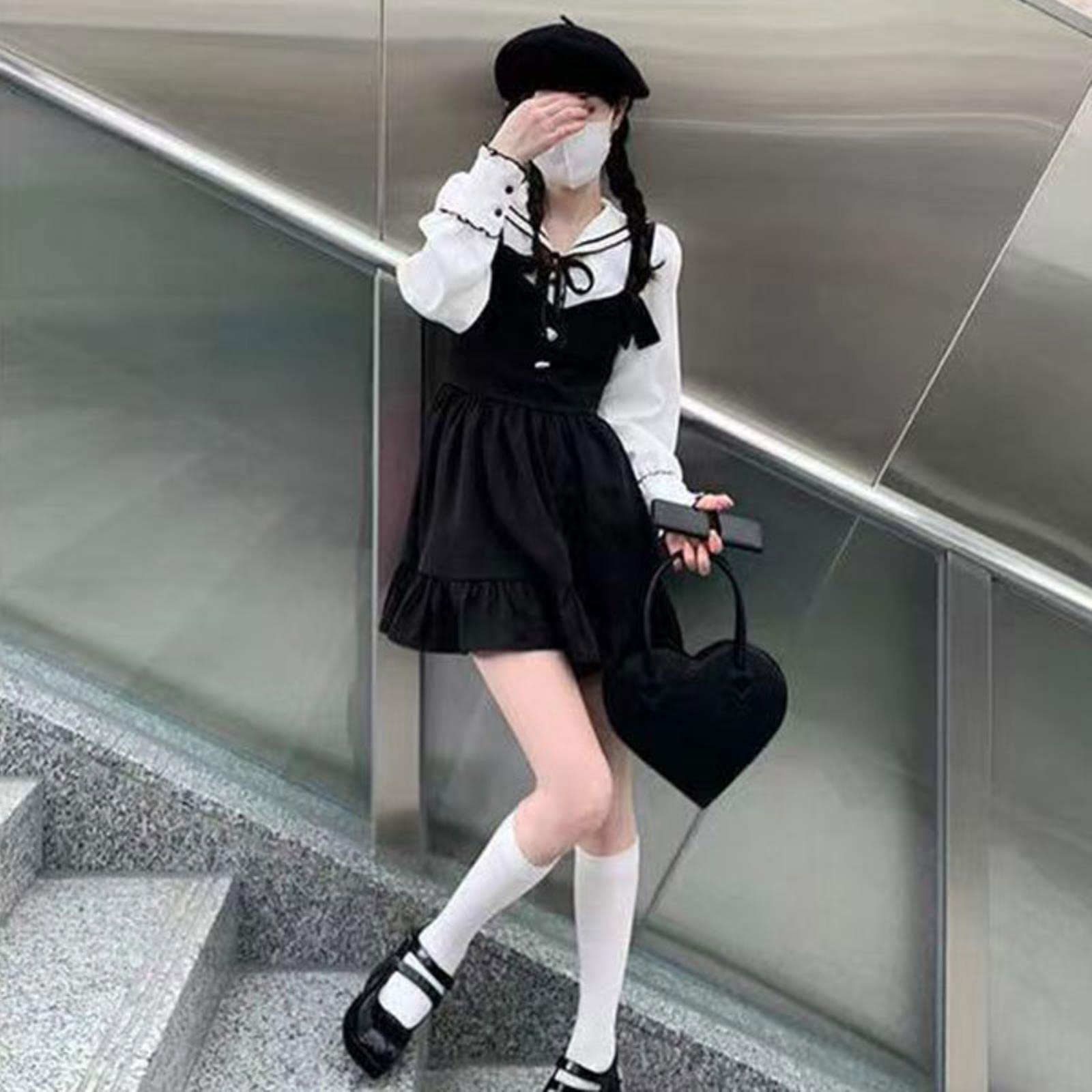 WEITING Pleated Lolita Mini Dress Women Punk Harajuku Y2k Aesthetic Black  Dresses Goth Kpop Clothes Korean Fashion-2 Piece Set, L : Amazon.nl: Fashion