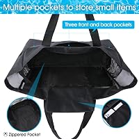 Borsa Tote In Rete Da 53 Litri - Extra Large, Con Tasca Cerniera, Per Spiaggia E Picnic, Colore Nero