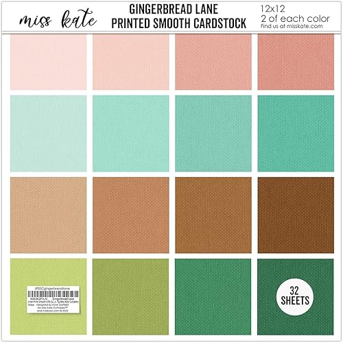 Cartulina lisa con estampado de lino, 67 libras, carril de pan de jengibre, para Nochebuena, Papá Noel, 32 hojas, cartulina de una cara, dos de 16