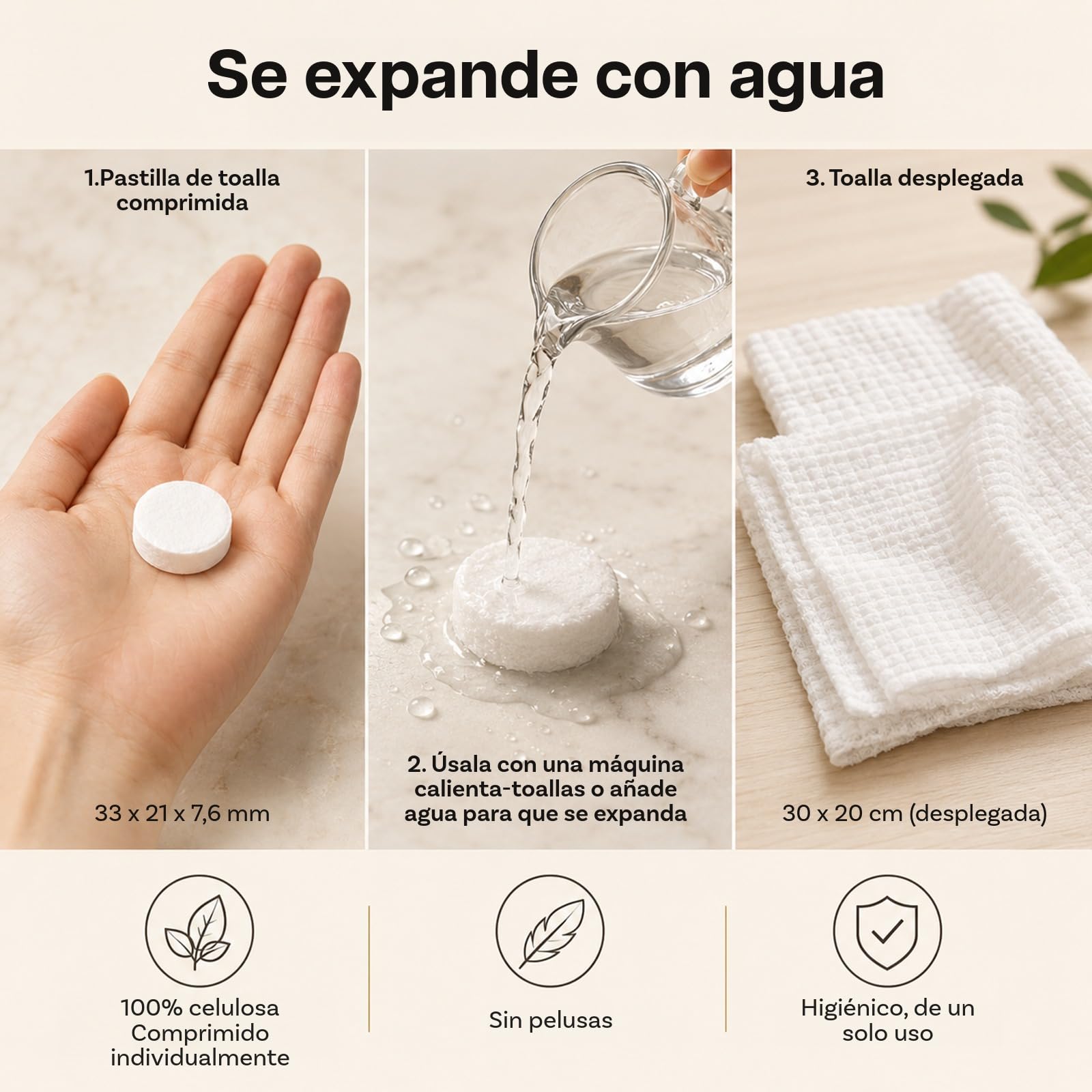 Toallas Faciales Desechables Comprimidas 400 Piezas de MMOBIEL – Toallas Faciales de Celulosa 33×21×7,6 mm – Suaves y Absorbentes – Paños de 6 mm Expandibles para Spa, Salón y Cuidado de la Piel