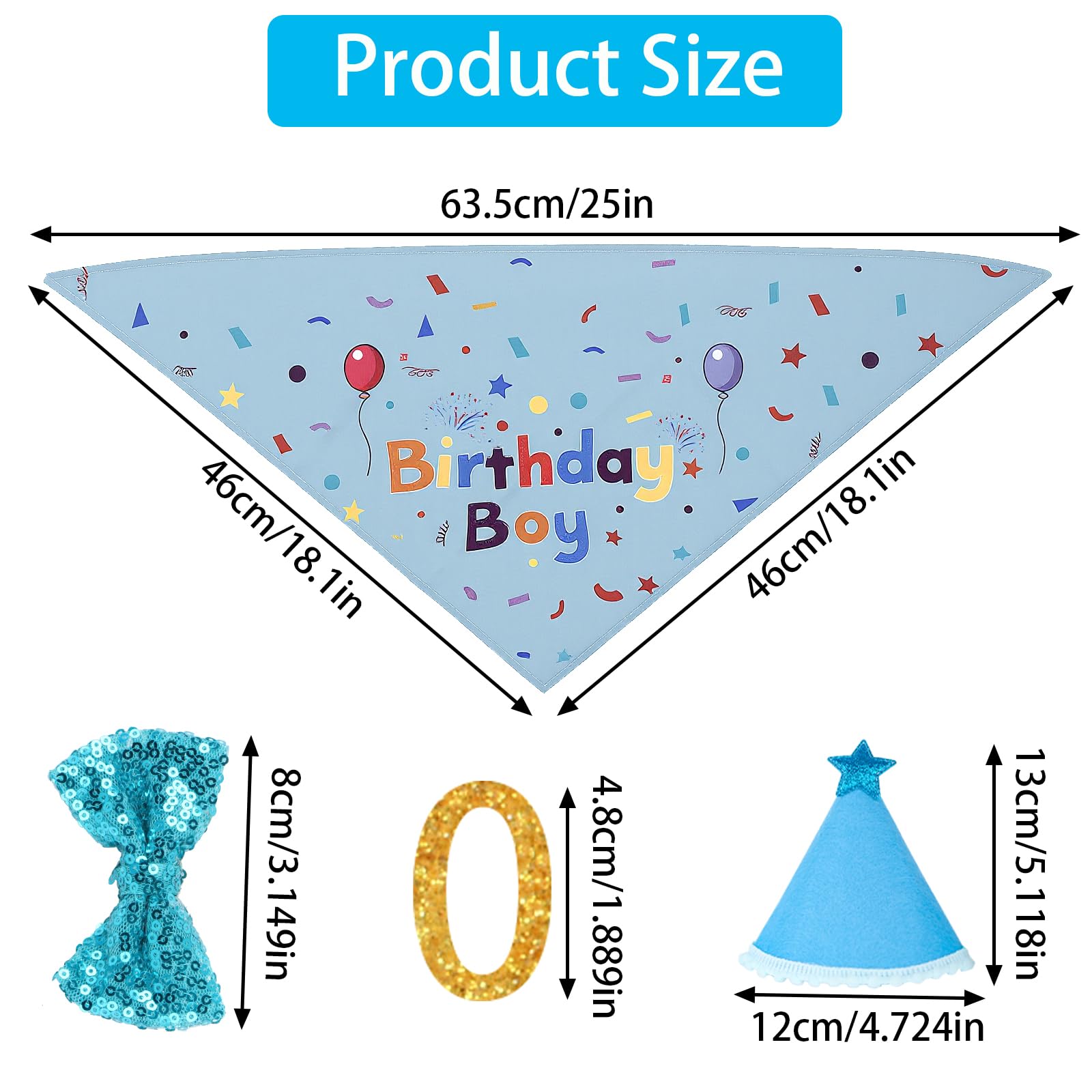 1 Set Decorazioni per Compleanno Cane, Bandana Cane, Sciarpa e Cappellino da Festa per Cani, Bavaglino per Cani per Compleanno, Accessori per Cappello di Compleannos (blu)