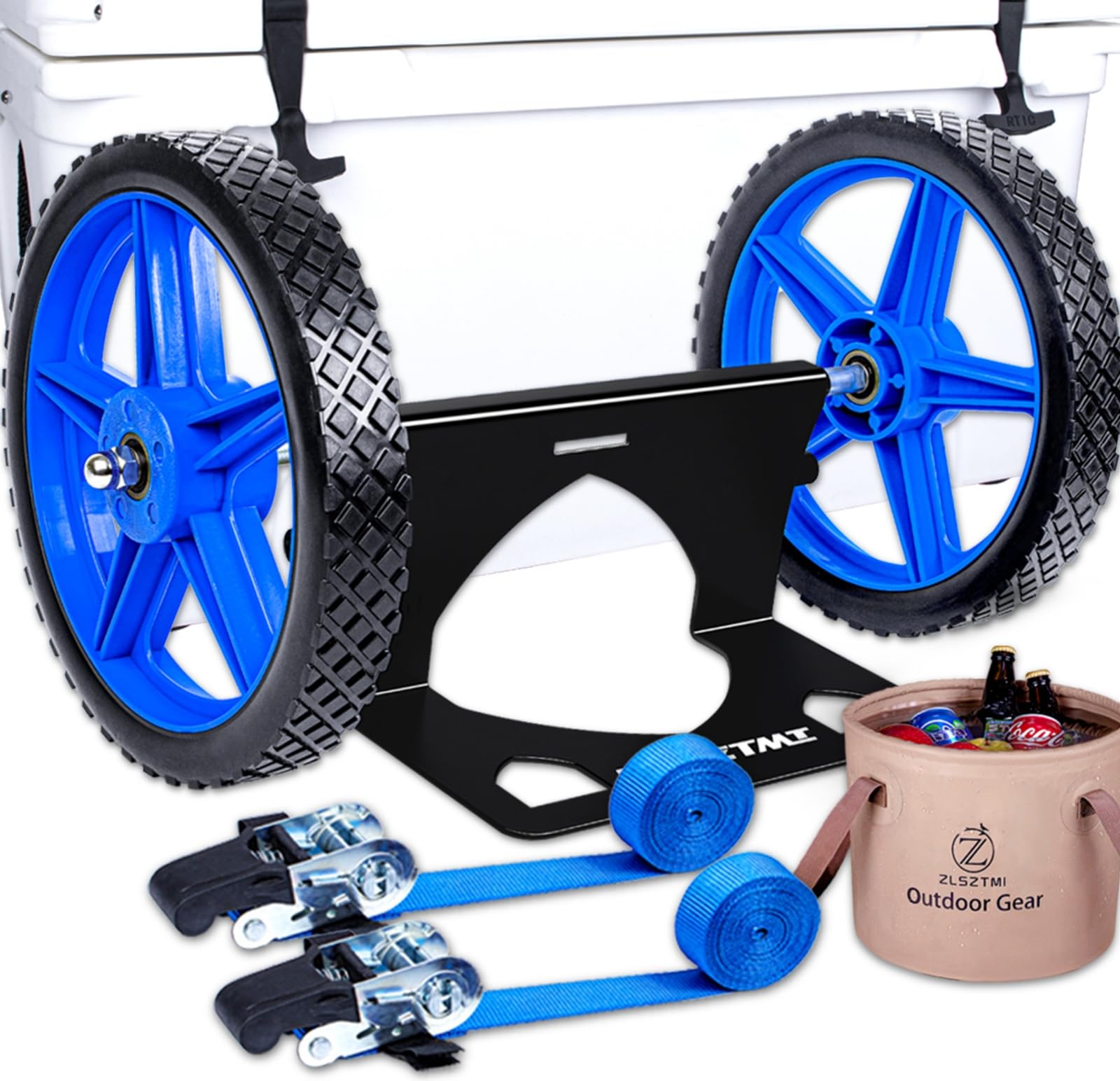 Upgraded Cooler Wheel Kit for Yeti/RTIC/Igloo Coolers Wheel Spacing up to19.8 Inches -12 in Wheels Height Adjustable Cart Base for Ice Chest - Cooler Cart Kit for Camping Traveling