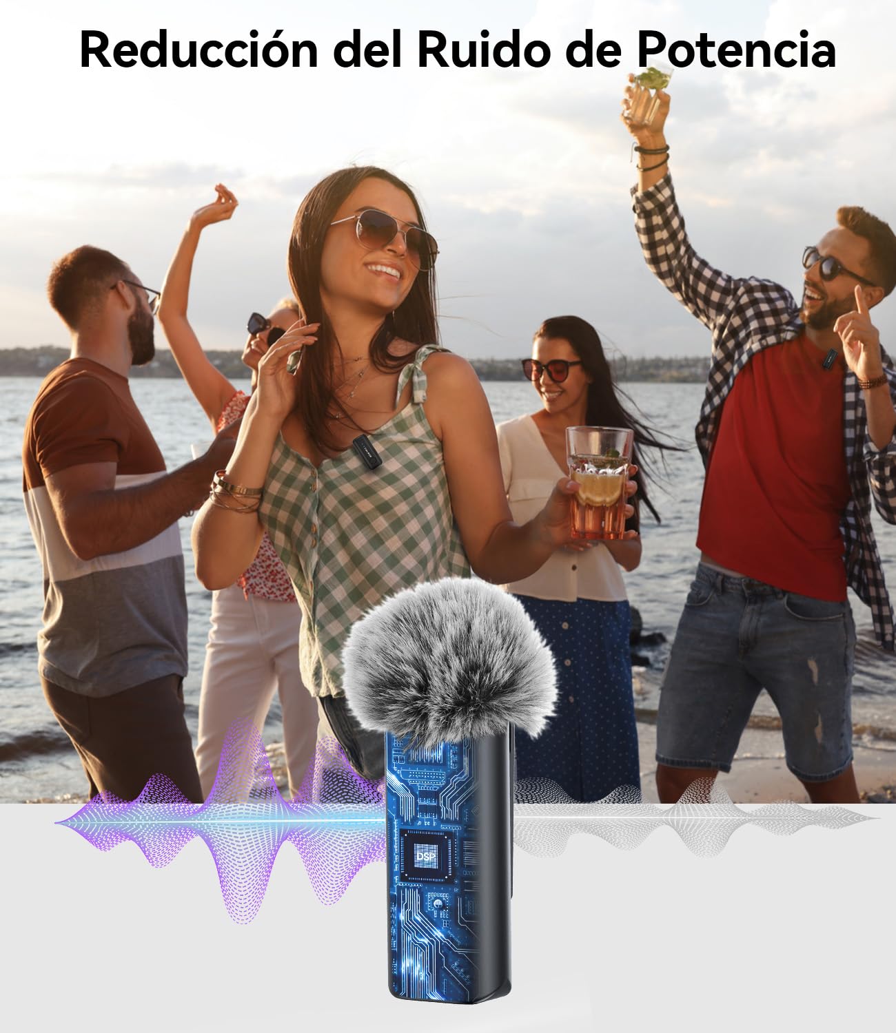 FULAIM Microfono Inalambrico para iPhone/teléfonos/Android,Micrófonos Lavalier Inalambricos con cancelación de Ruido, Wireless Microphone para grabación de Video, entrevistas, TikTok y Youtube