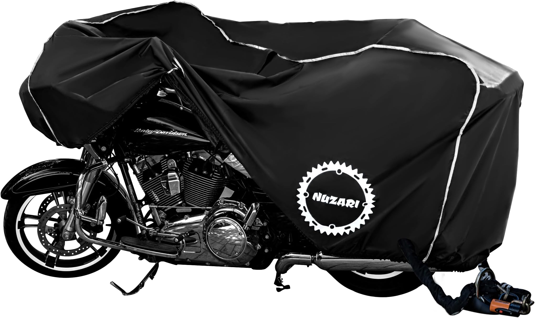 Nuzari Heavy Duty Motorcycle Cover - Motorcycle Covers Waterproof Outdoor Storage - Motorcycle Cover Waterproof Outdoor - Dirt Bike Covers (Black, XX-Large)