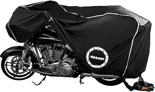 Funda premium resistente al clima, poliéster resistente al agua cprotector y escudo resistente al calor. La cubierta de motocicleta tiene tela