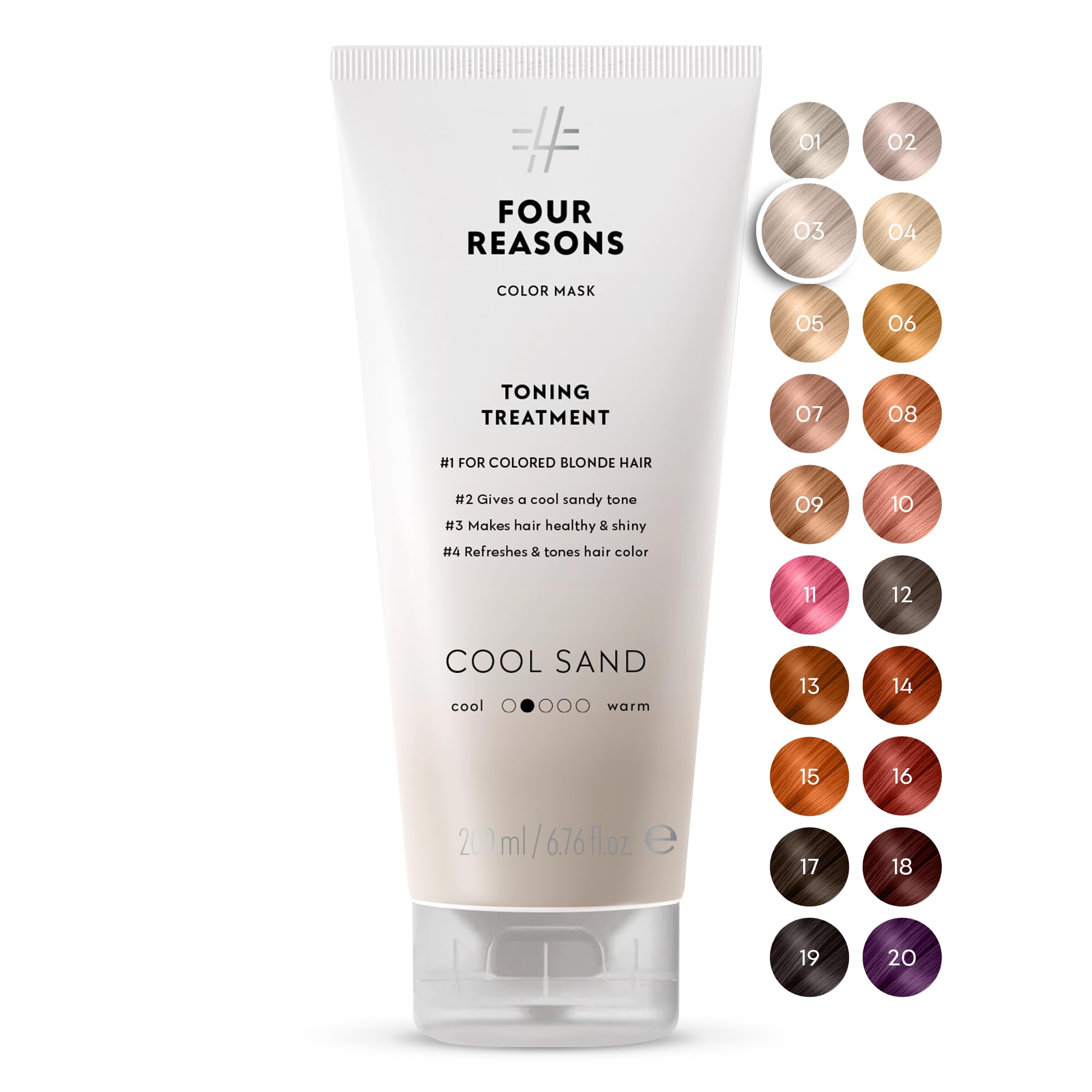 Four Reasons Color Mask – Cool Sand Blonde - (27 Colors) Color Depositing Conditioner, Toning Treatment, Tone & Enhance Color-Treated Hair - Semi Permanent Hair Dye, Vegan and Cruelty-Free, 6.76 fl oz