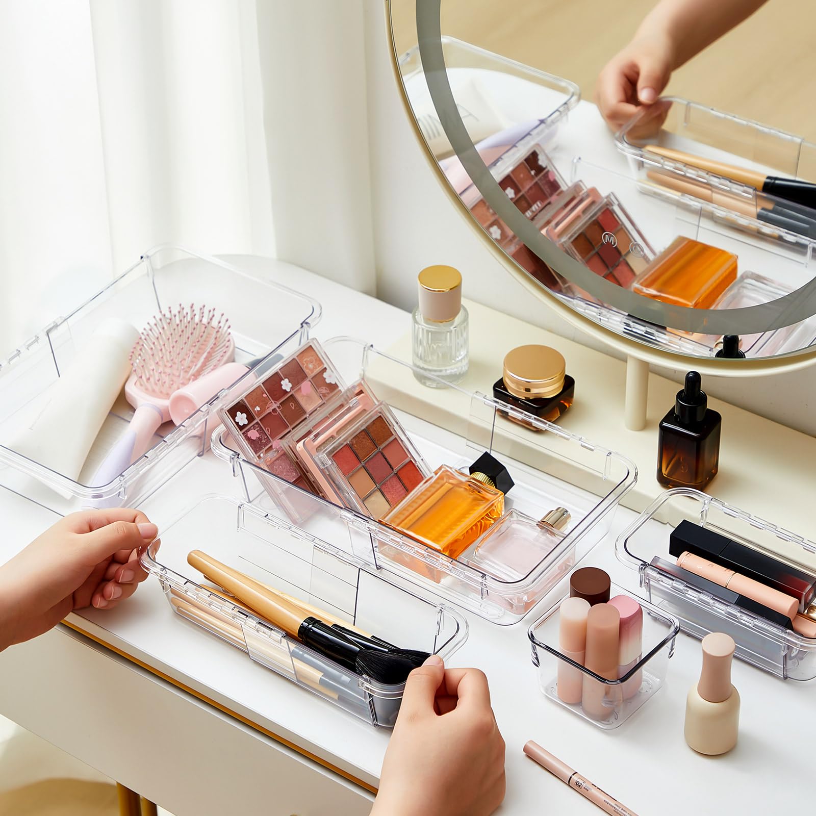 25PCS Clear Plastic Drawer Organizer Set For Desk,Makeup,Jewelry - View #6
