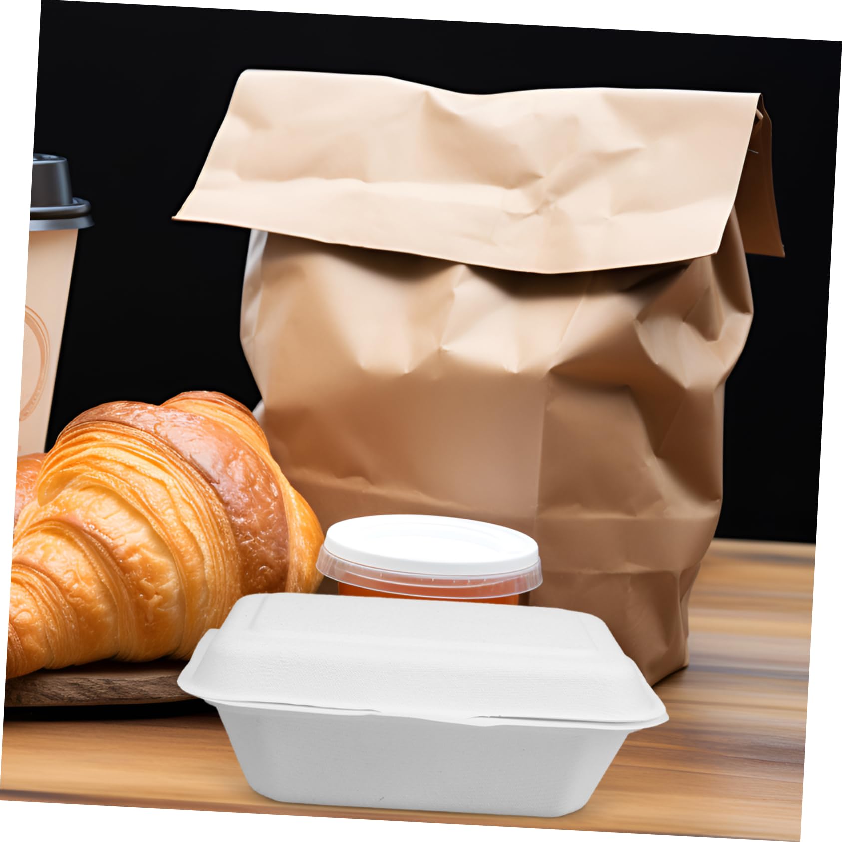 GLEAVI 50piezas Cajas De Comida Desechables De Cartón Biodegradables De Contenedores Prácticos Para Comidas y Ensaladas Envases De Alimentos Ecológicos y