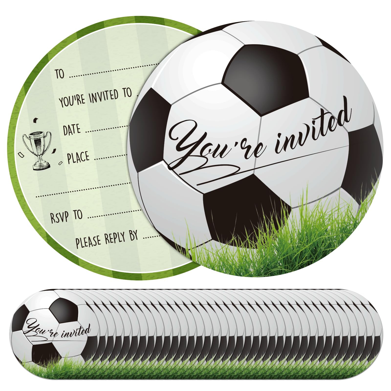 36Pcs Football Party Invitations Kids Birthday Party Invites for Boys Girls Football Themed Invitation Cards