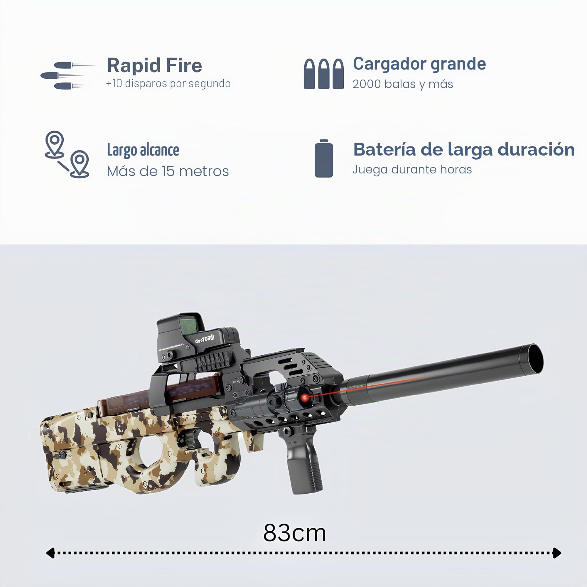 Pistola De Agua Eléctrica Automática P90 Con 20.000 Bolas Y Gafas, Gel Blaster De 0,16 Julios, Alcance 20 M, Velocidad 10 Bolas/s, Para Mayores De 18 Años