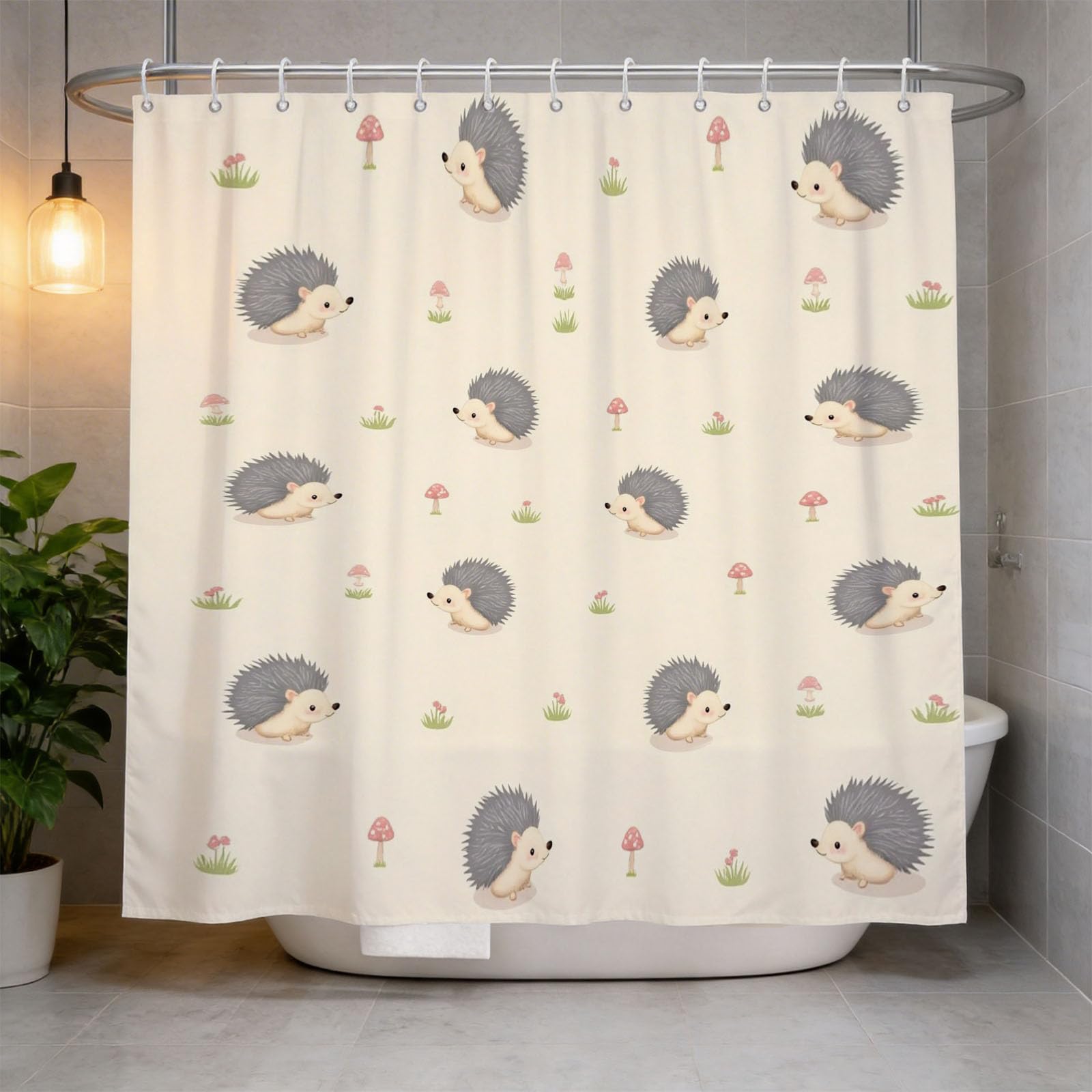 Hongduo 3D Cute Hedgehog Shower Curtain for Stalls Bathtubs Cartoon Bathroom Decor Shower Curtain Set Polyester Fabric Waterproof 180x200cm/71X79 Inch with Hooks
