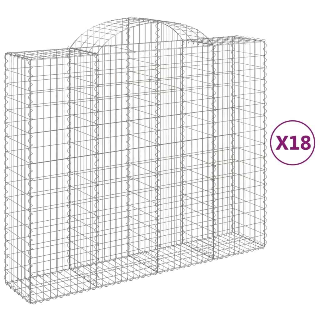 Kosze gabionowe łukowe 18 sztuk 200 x 50 x 160/180 cm żelazo ocynkowane do ogrodu dekoracyjne bariery dźwiękochłonne