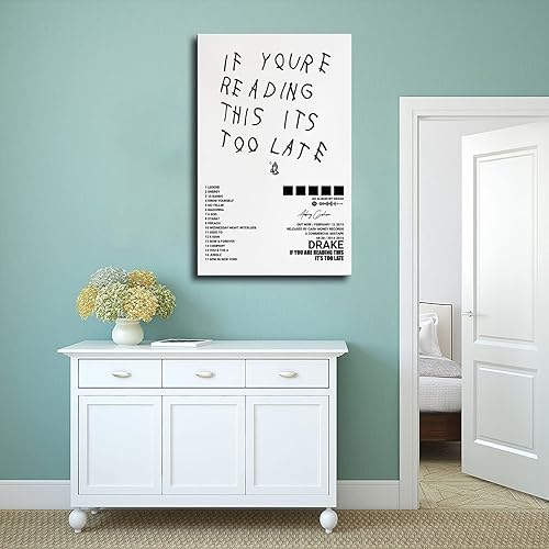 Miniatura 4 de metegate Póster de Drake con texto en inglés "If You're Reading This It's Too Late", póster de lienzo con cubierta de álbum, decoración de