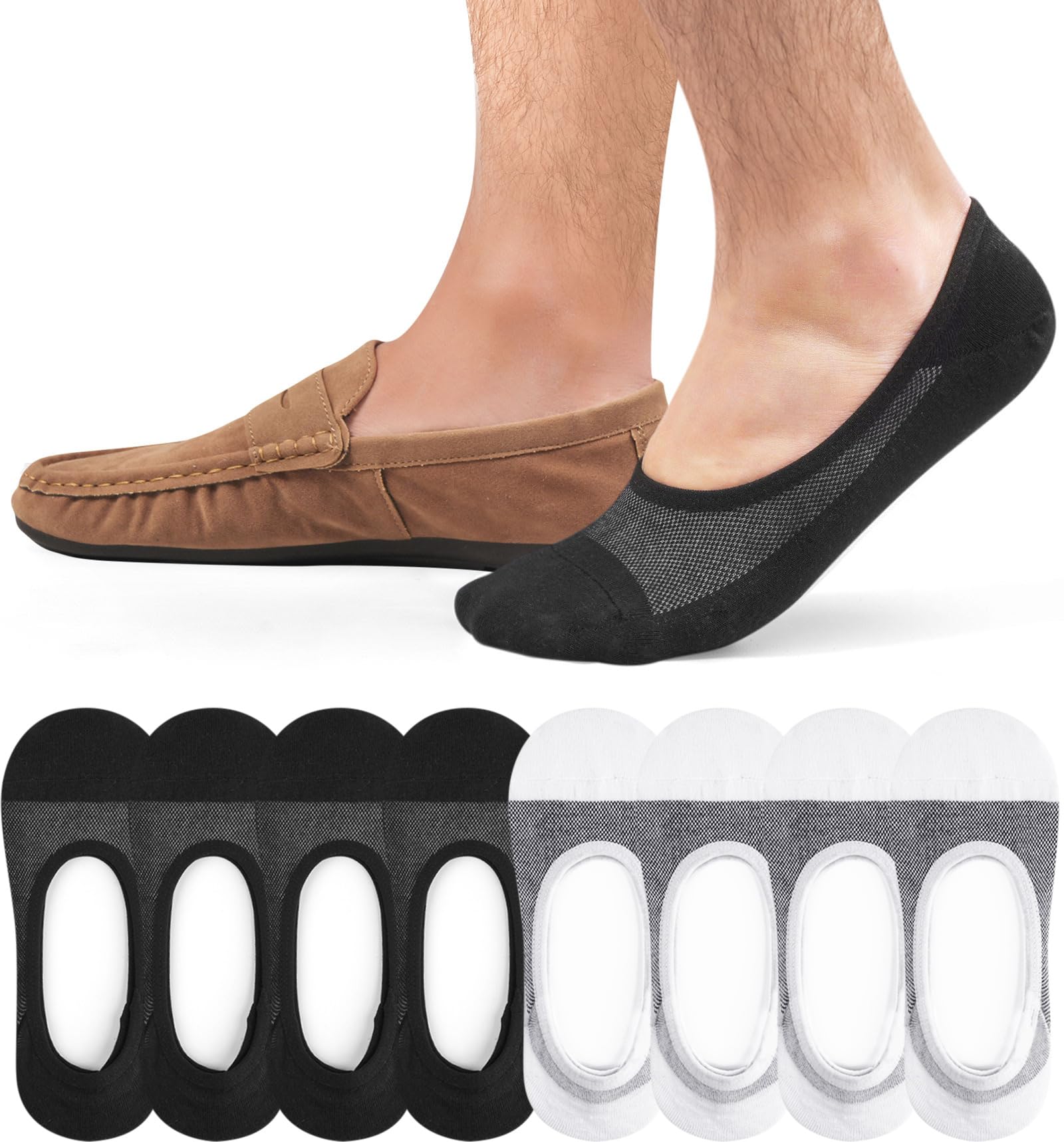 Caldodo Sneaker Socken Herren 43-46 39-42 Füßlinge 8Paar, Sneakersocken Baumwolle Herrensocken Atmungsaktiv, No Show Socken Unsichtbar im Schuh