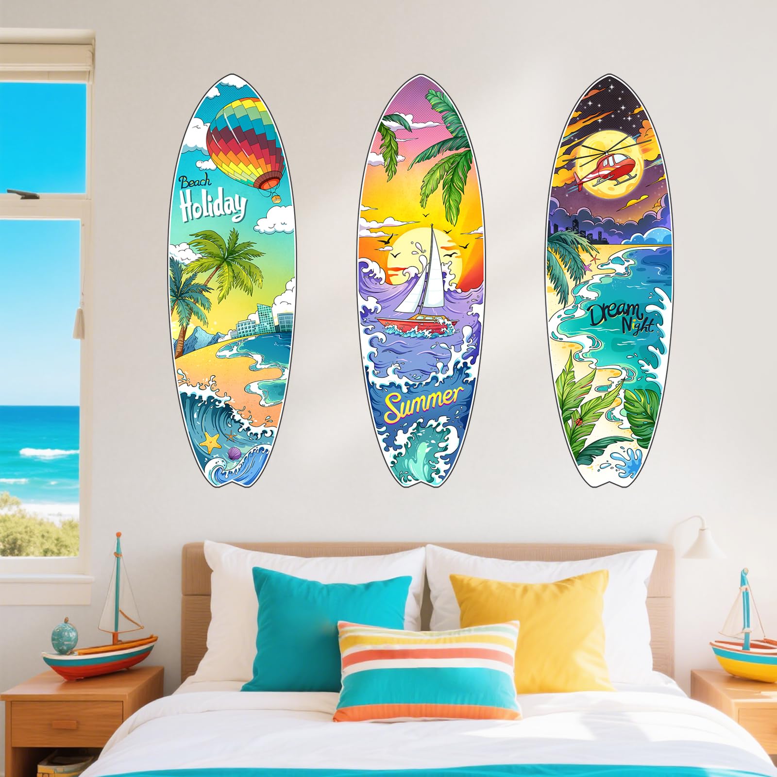 Supzone 3 Sets Surfboard Wall Stickers - Image 3