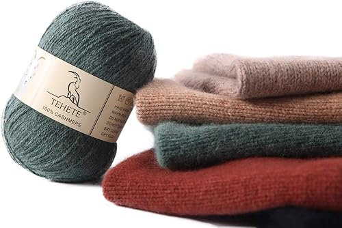 Miniatura 4 de TEHETE Hilo de punto 100% cachemira para ganchillo de 3 capas, cálido, suave, lujoso, mullido, 5.57 onzas (marrón)