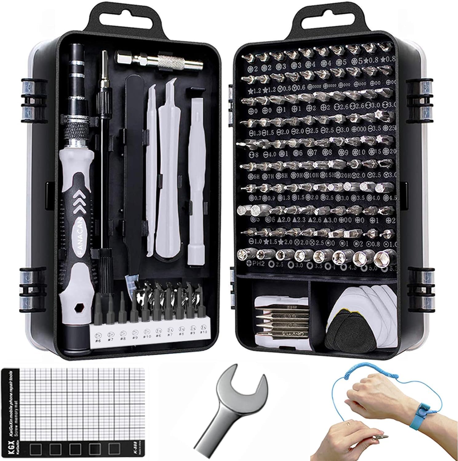 FANACAN 160 in 1 Precision Screwdriver Set, Magnetic Screwdriver, Torx, Negative, Triangle, Hexagon, Plus, Star-Shaped, Y-Shaped Screw, Compatible with Special Screws, Tool Set, iPhone, MacBook, iPad 