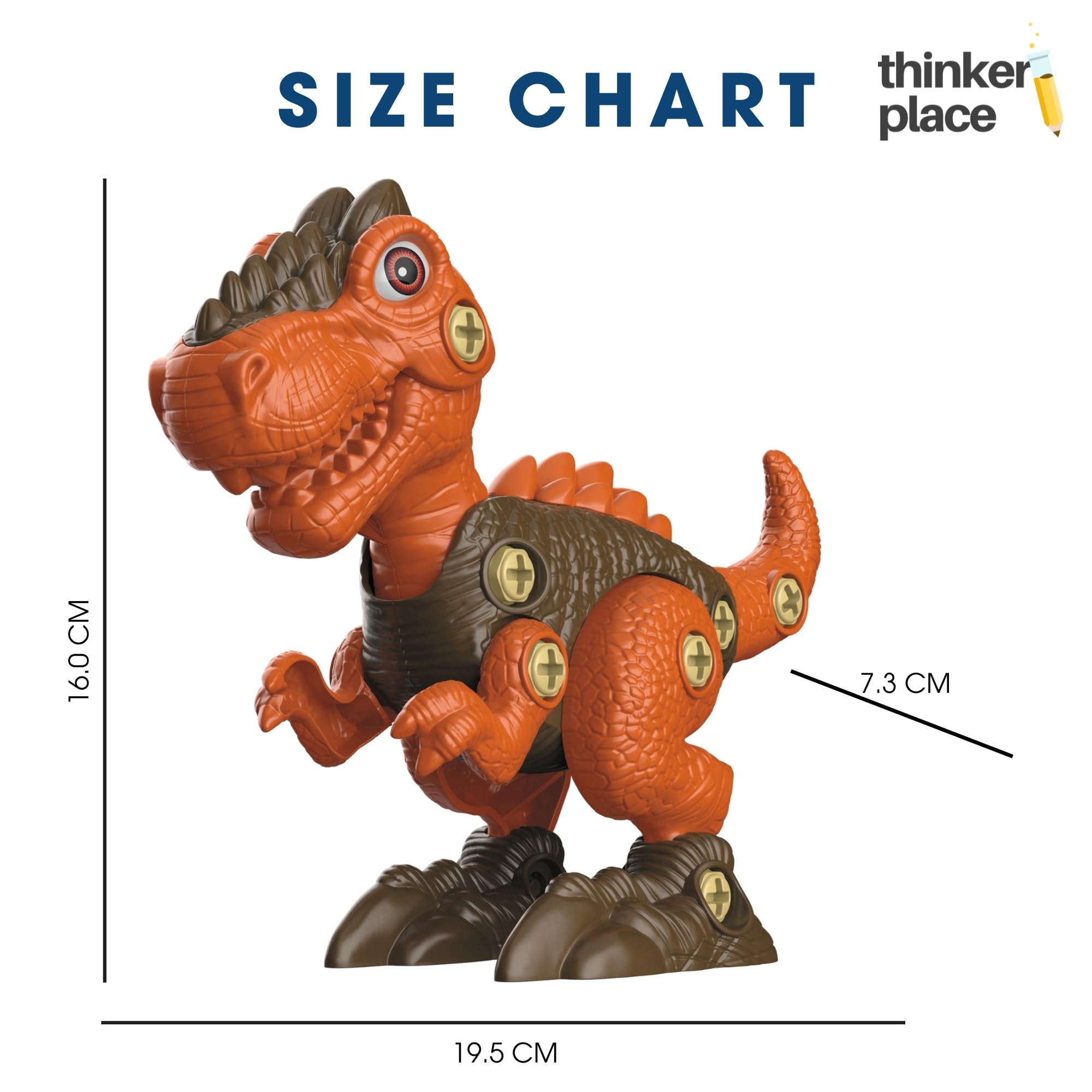 Thinker Toys Large DIY T. Rex Dinosaur Kit with Motor Play | Learn