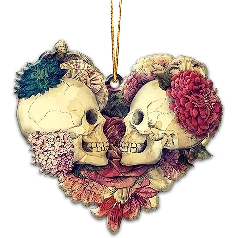 Skull Couple Love Ornaments for Christmas Tree Decorations 2D Flat (Not 3D Ornament...
