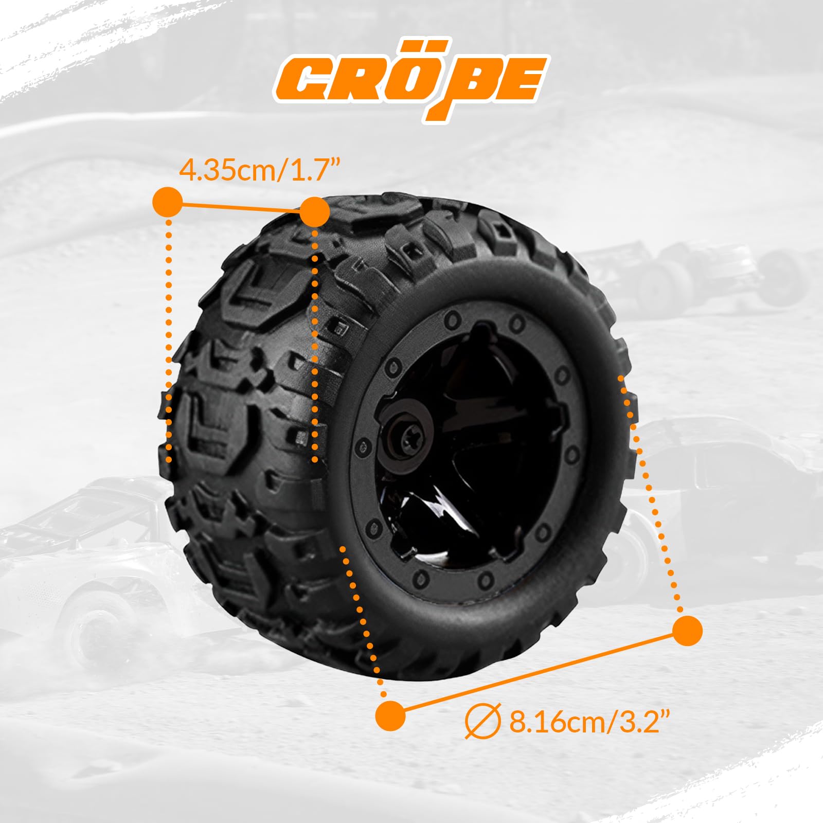 Sharplace 4X RC Autoreifen 1/16 1/12 1/14 RC Crawler Auto, Gummi Reifen, RC Car Rally Reifen, Ersatzautoteile Montage für 124018 124019 144001 124017 124016 für 16889 gebürstet bürstenlos, Schwarz
