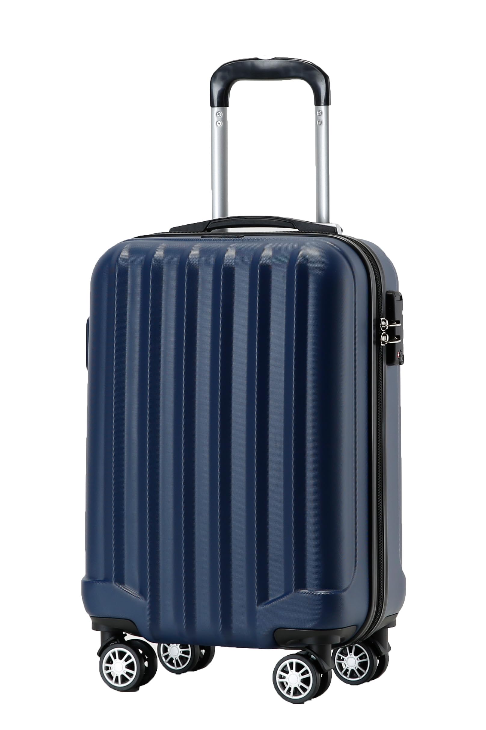 BEIBYE TSA-Schloß 2080 Hangepäck Zwillingsrollen Reisekoffer Koffer Trolley Hartschale Handgepäck M(Boardcase) (Dunkelblau, M)