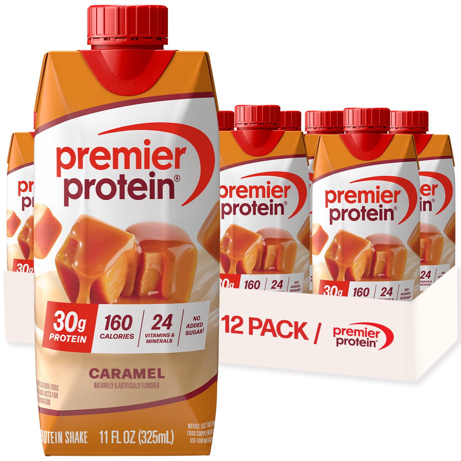 Premier Protein 30g High Protein Shake, Caramel, 12 Pack