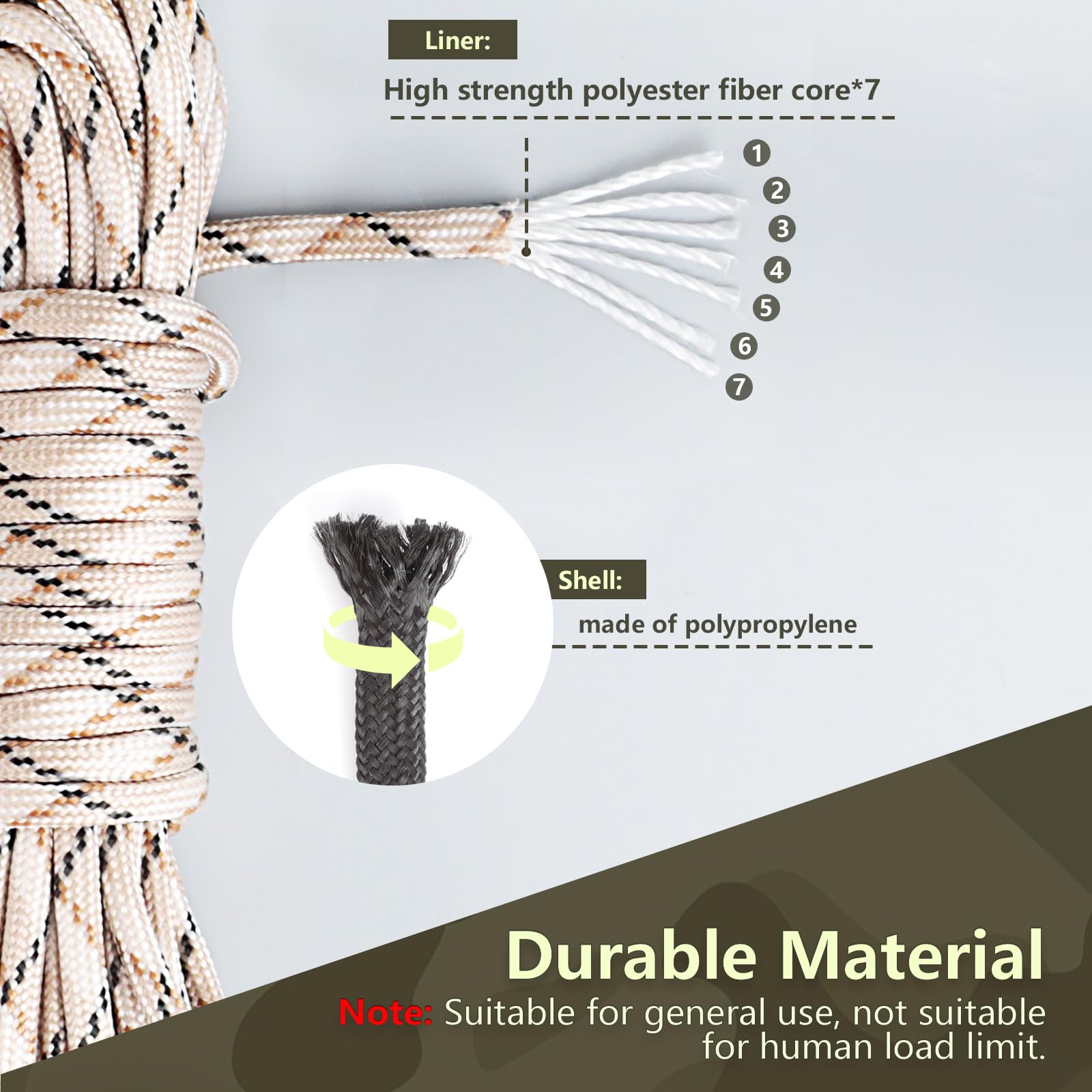 Romon Paracord 550 30 Metros, Cuerda Paracord 4mm, Cuerda Escalada, Cordino 7 Hebras, Cuerda para Toldo Exterior, Cuerda Camping, Cuerda Tendedero