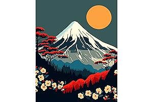 QUITEDEW Craftoria Paint by Number: Captivating Japanese Landscape of Mount Fuji