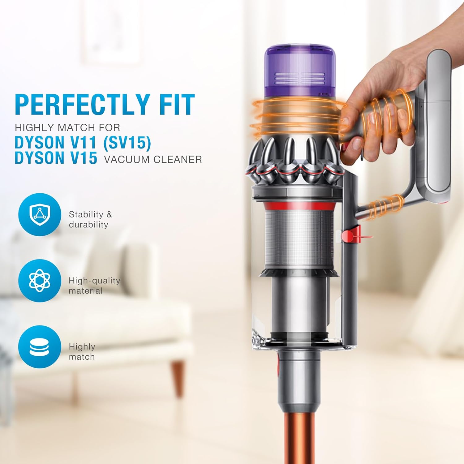 V11 SV15 Main Body Assembly Casing Compatible with V11 SV15 V15 SV22 Vacuum Cleaner Main Body Assembly Part, V11 V15 SV22 Main Body Assembly Housing with Special Tools(for Click-in Version Only)