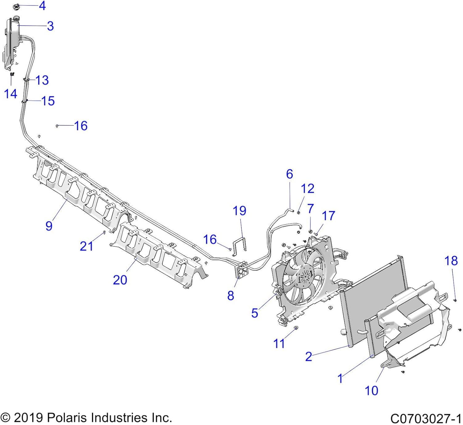 Polaris RZR Radiator Assembly, Core, Genuine OEM Part 1241243, Qty 1
