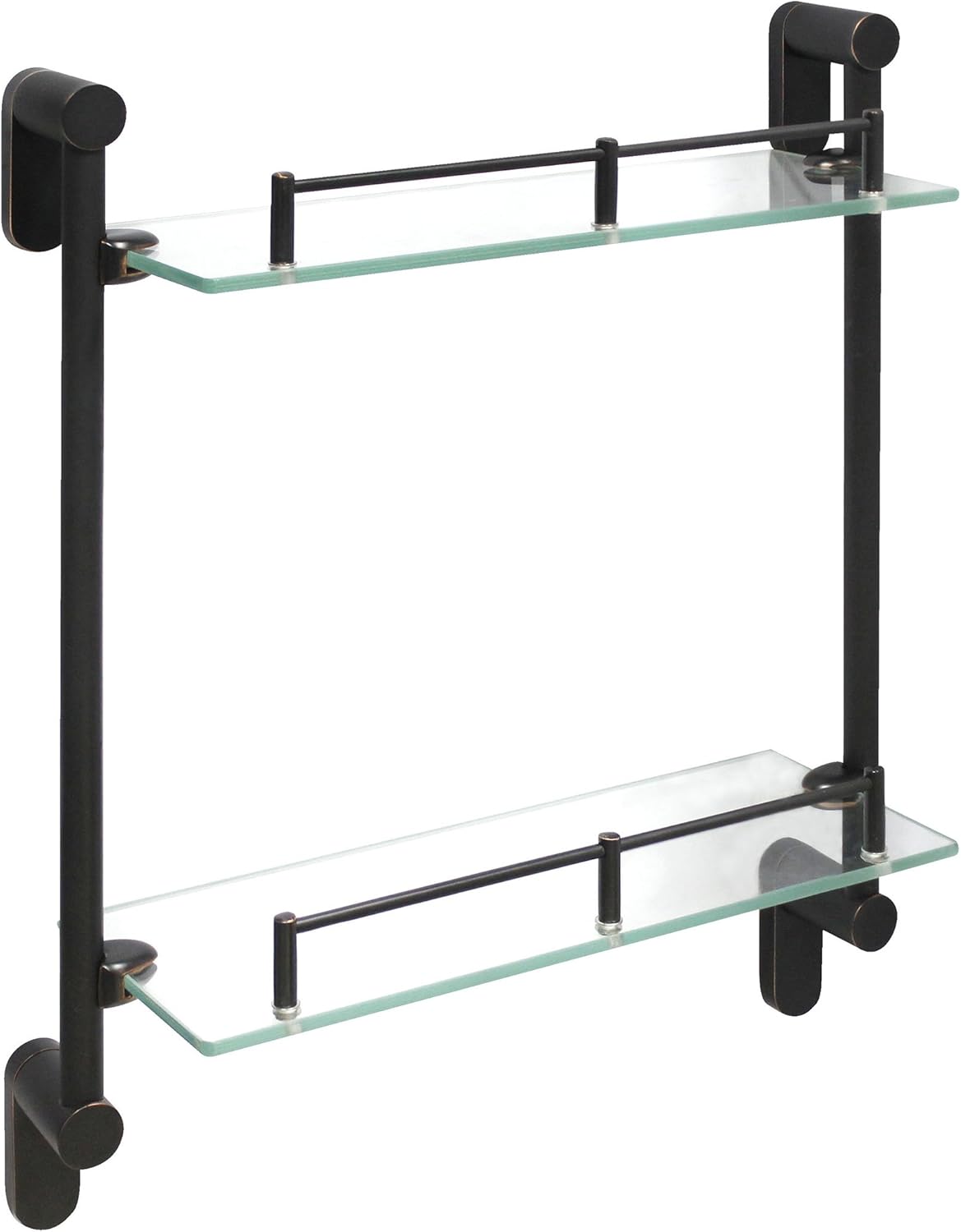 Double Wall Glass Shelf with Pre-Installed Rail - Rubbed Bronze - Oval Series - 5 Year Warrantee