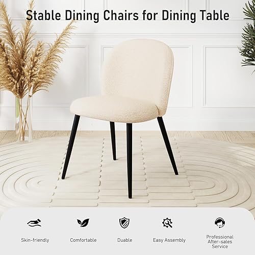 Miniatura 5 de Juego de 4 sillas de comedor tapizadas, modernas sillas auxiliares de cocina con asiento acolchado, cómodas patas de tela de felpilla, silla de