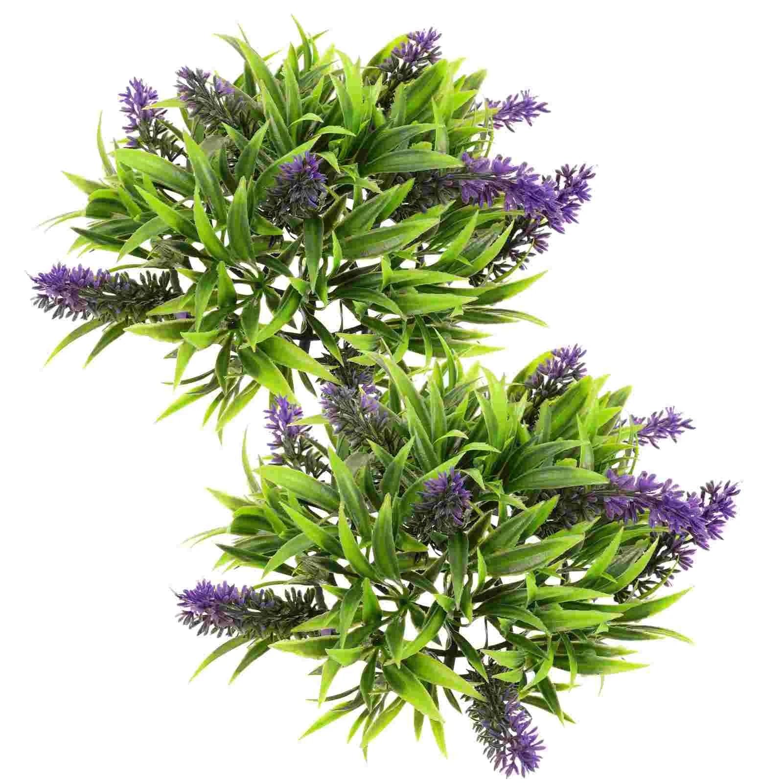 LNNXSZ Topiary Balls 2 Pcs Simulated Lavender Hanging Ball Houseplants Faux For Outdoors Artificial Vase Grass Topiary Round Decor Office Fake