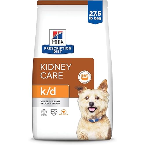 Hill's Prescription Diet k/d Kidney Care with Chicken Dry Dog Food, Veterinary Diet, 27.5 lb. Bag