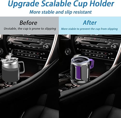 Miniatura 5 de Expansor de portavasos grande mejorado para automóvil se adapta a contenedores de 10 a 64 onzas, 2.95 a 5.5 pulgadas, soporte universal para tazas