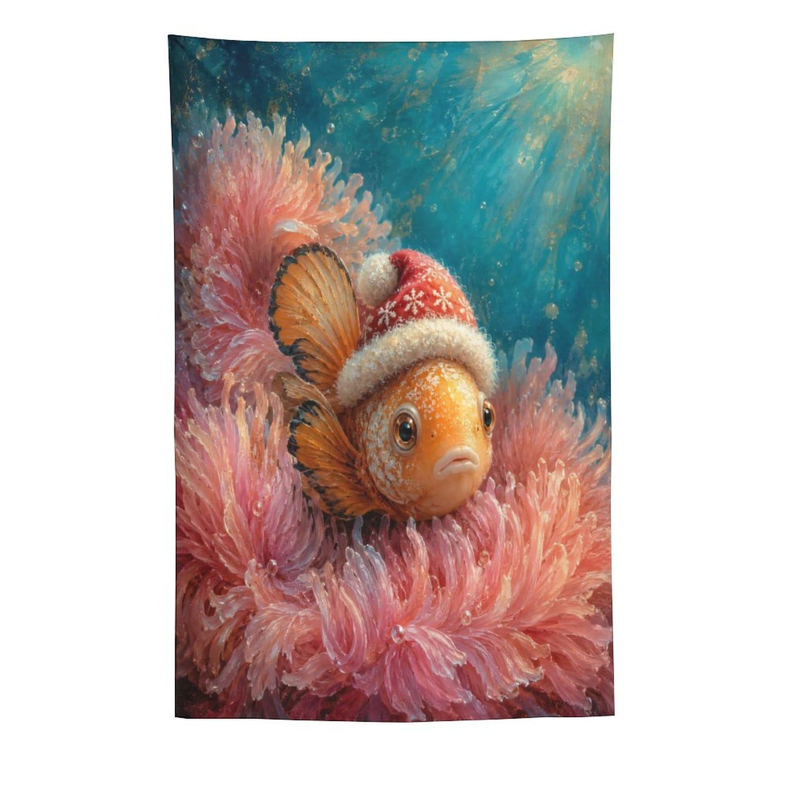 W7C8U2X3 Clownfish Pink Anemone Wall Tapestry, Coral Reef Fish