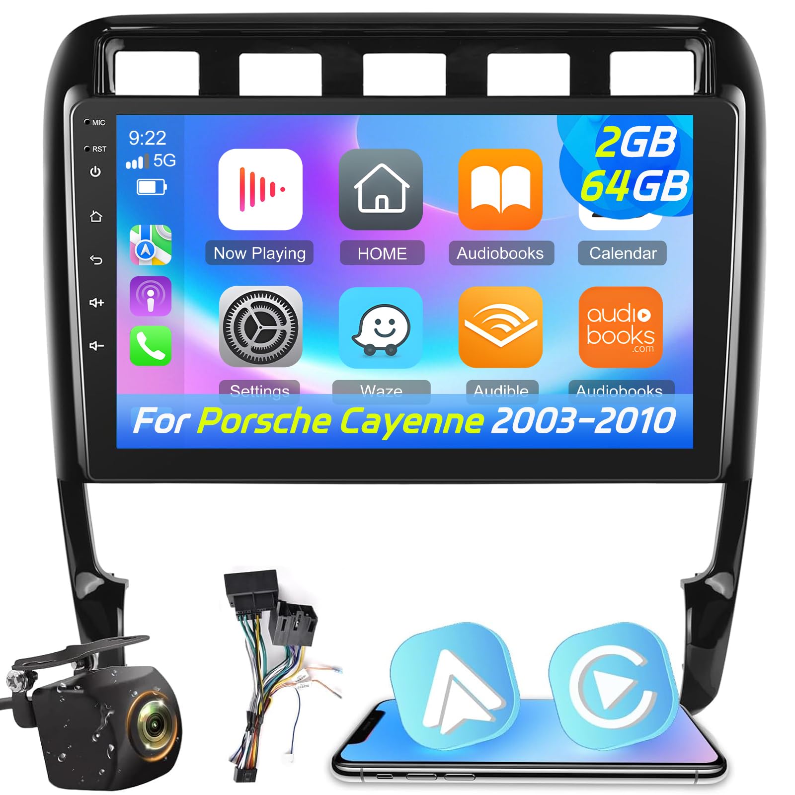 Photo 1 of [2+64G] Android 13 Car Radio for Porsche Cayenne 2003-2010 with Wireless Carplay and Android Auto - 9 Inch Touch Screen Car Stereo - DSP/Multiple UI/WiFi/GPS/SWC + AHD Backup Camera