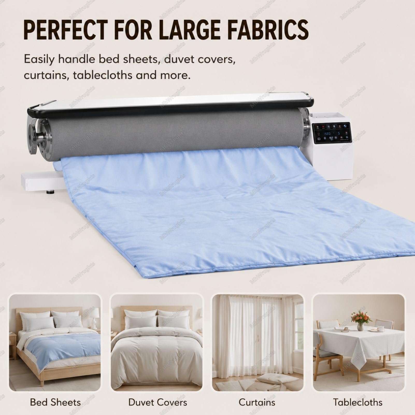 Rotationsdampfbügelmaschine mit Ständer, 91 cm (36 Zoll) Walzenbügelpresse mit Dauerdampf, einstellbaren Stoffeinstellungen und Fußpedalbedienung, für Hotels Withstand